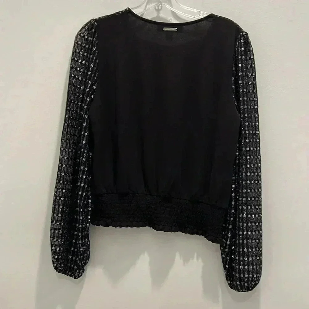Michael Kors, Sheer Sleeve Round Neck Blouse - Picture 3 of 10